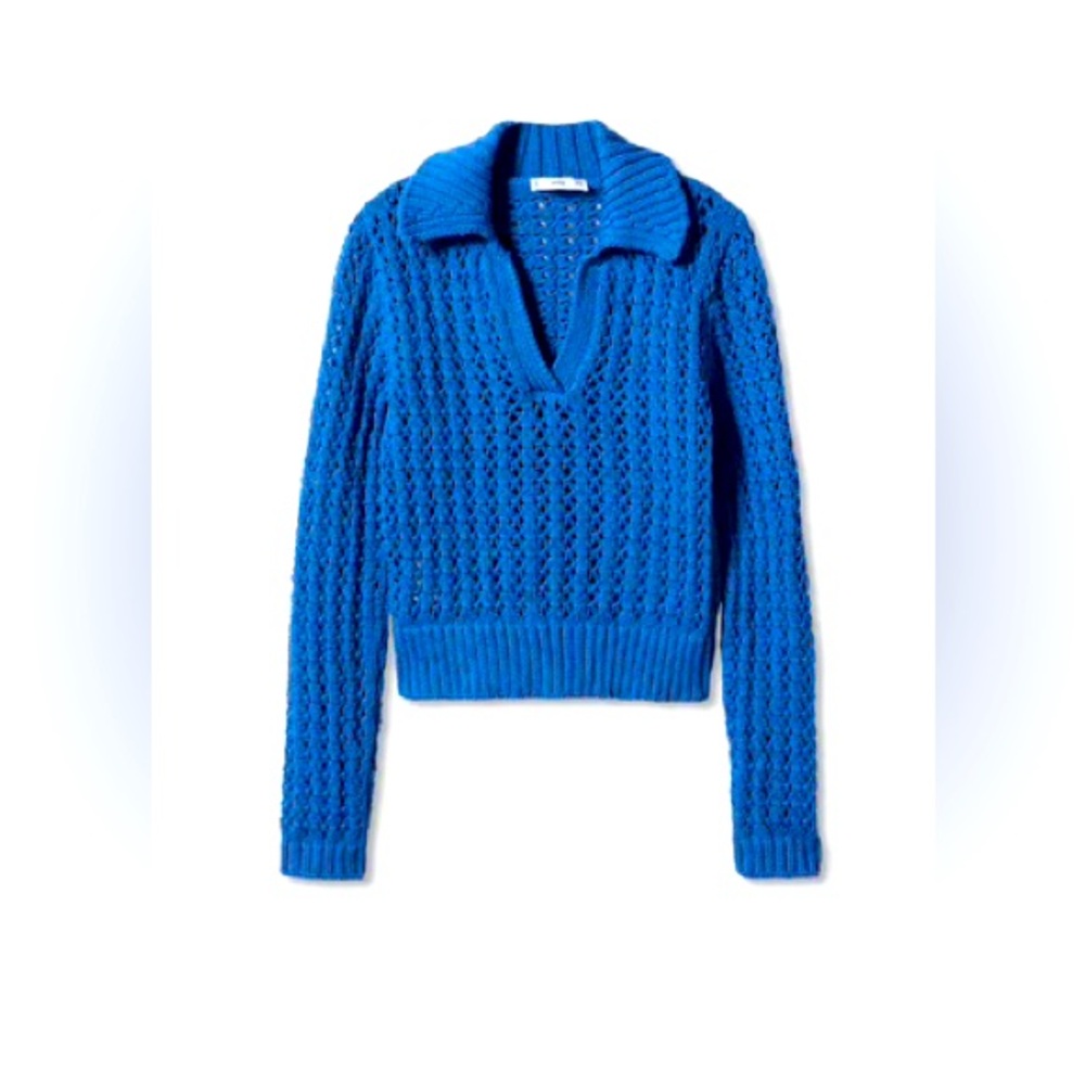 Mango Openwork Knitted Polo-Neck Sweater